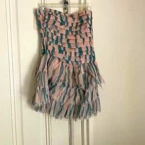 Kate Moss Topshop strapless ruffle mini dress